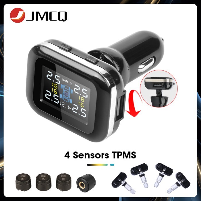 JMCQ TPMS Car Security Alarm System Tire Pressure Alarm Monitor System 4 Auto Tyre Pressure Sensors