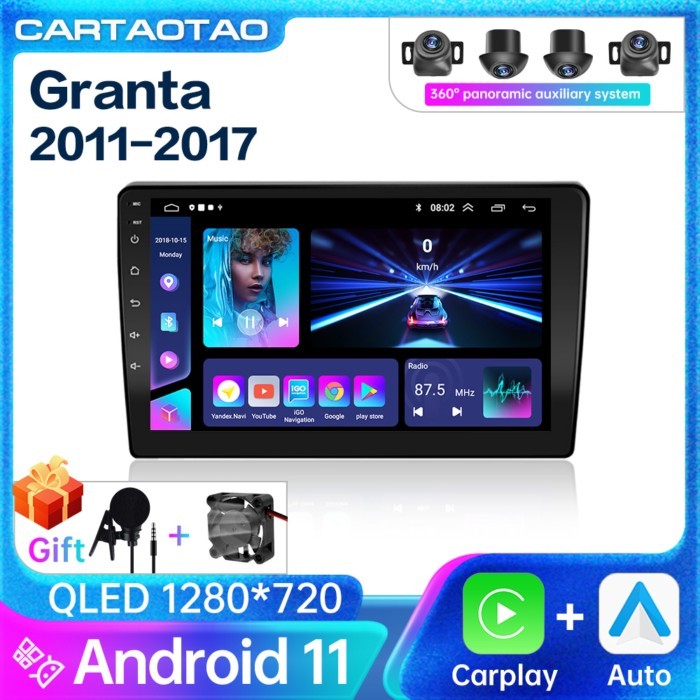 Android 12 Wireless Carplay Android auto Car Radio for LADA Granta Sport 2011-2017 GPS navigation D