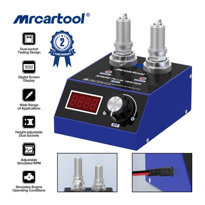 MRCARTOOL H90 Car Spark Plug Tester Digital Ignition Tester with Adjustable Height Dual Hole Detect