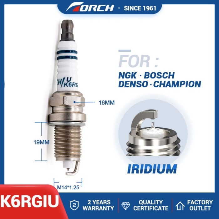 Automobile High Quality Ignition Iridium Spark Plug TORCH K6RGIU for Candle ZFR6BP-G Denso IK20L Be