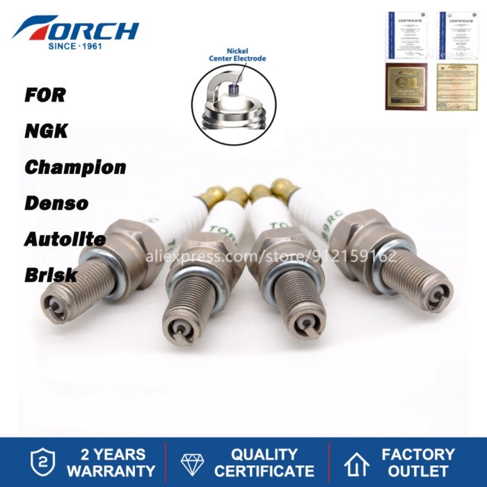 (Pack of 4-8) Motorcycle Spark Plug Original TORCH B9RC Alternative Candle CR9E Denso IU27 Champion