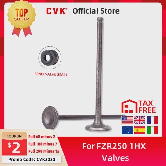 CVK 8 Pairs Intake Exhaust Valves with Oil Seal For Yamaha FZR250 1HX FZR250RR FZR 250 Small Ban Mo