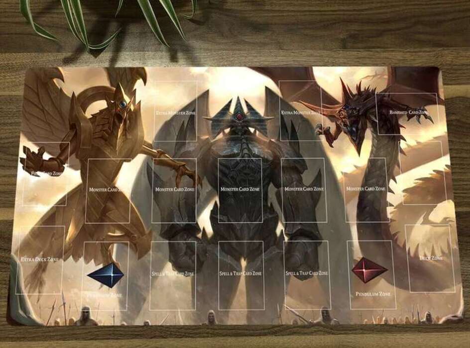 ใหม่ YuGiOh Playmat อะนิเมะ Osiris the Sky Dragon CCG TCG Mat Trading การ์ดเกมแผ่นรองเม้าส์พร้อมโซนข