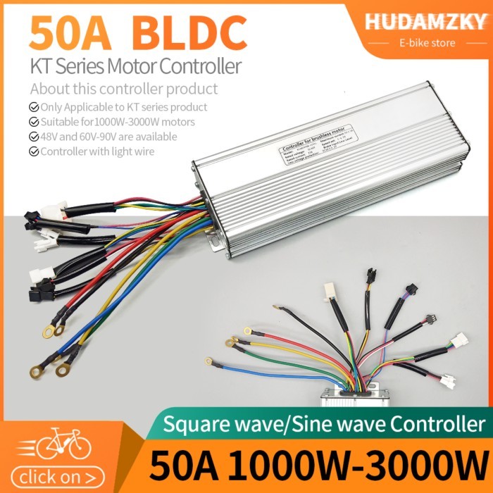 Ebike KT 50A Controller 48V/60V/72V/90V Voltage  Ebike Brushless 50A 1500W 3000W  Sinewave Controll