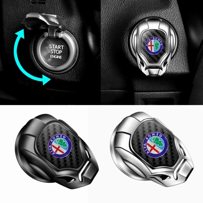 Car One-Click Start Button Sticker Cover Sticker for Alfa Romeo Logo Stelvio Brera Giulia 166 156 1