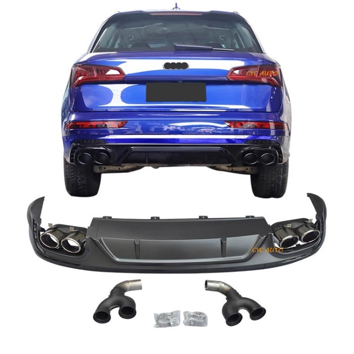 Auto parts For Audi Q5 Change to SQ5  Diffuser with exhaust pipe black color 2020 2021