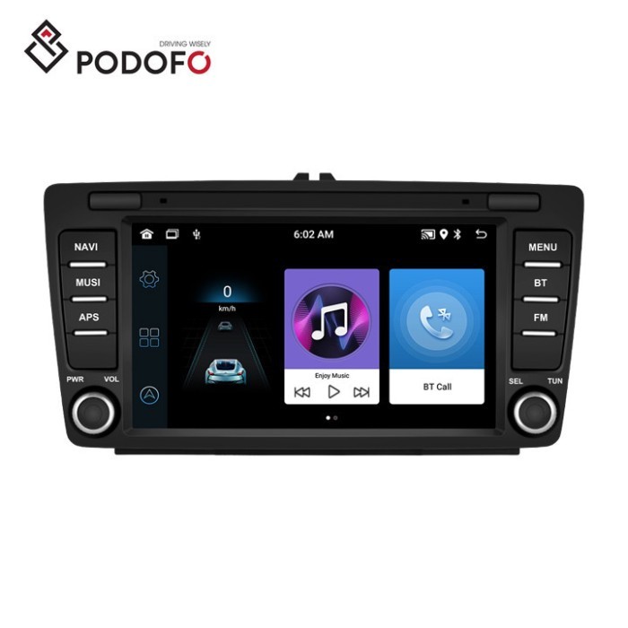 Podofo Android Double Din Car Stereo Radio 8'' 2.5D Touch Screen For Skoda Octavia II/MK2 /Yeti/Rap
