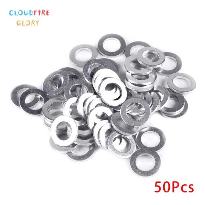 CloudFireGlory 50Pcs Car Engine Oil Drain Plug Metal Crush Washer Seal O-Ring Gasket 12mm ID. 20mm