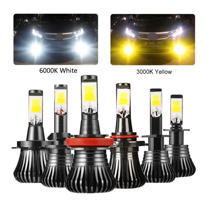 Niscarda 2Pcs COB  H1 H4 H7 H8 H11 9005 Driving 6000K White 3000K Amber Yellow Car Fog Lights Bulbs