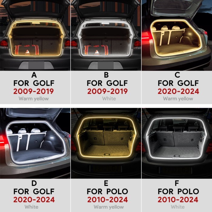 For Volkswagen VW Golf 7 Mk7 Golf MK6 Golf MK8 Polo MK5 MK6 Rear Trunk Light Bright LED Silicone Li