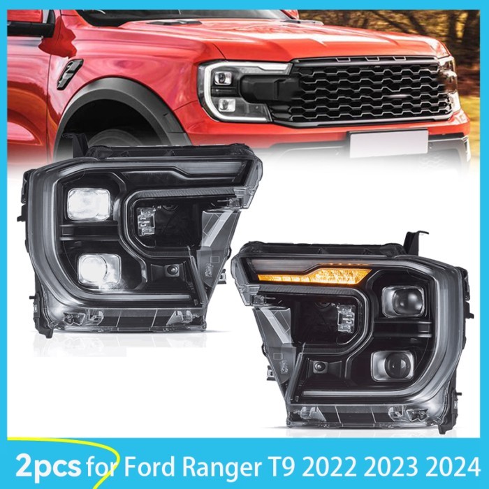 Car LED Headlights for Ford Ranger T9 2022 2023 2024 Plug and Play T9 LED Auto Headlamp Assembly Pr