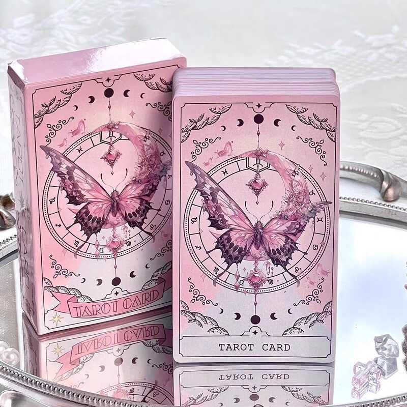 Tarot Tarot Classic High-value 78 Tarot Original Tarot Learning การ์ดผีเสื้อสีชมพู