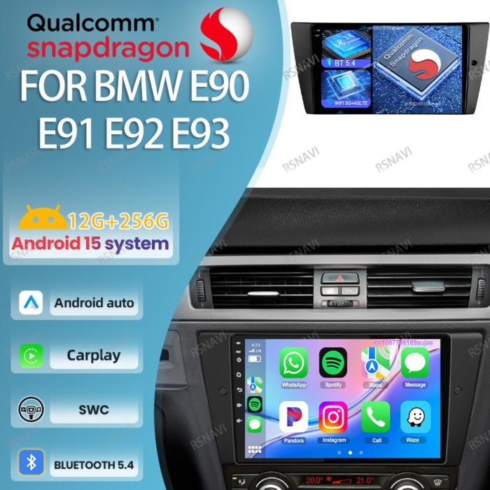 Android 15 Car Radio For BMW E90 E91 E92 E93 8 Core Wireless Qualcomm 9/10 Inch Viedo Player System