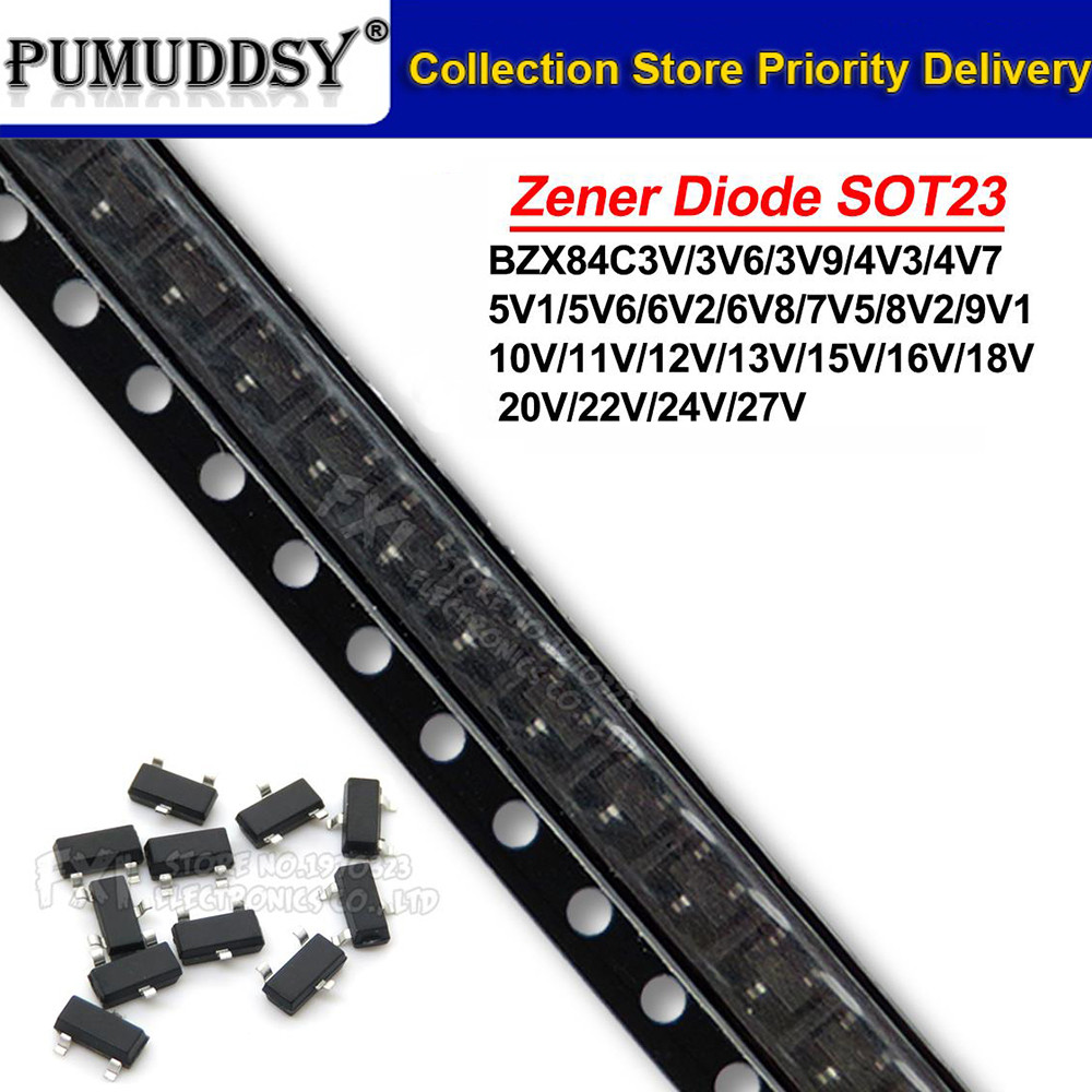 50PCS ใหม่ BZX84C18 SOT23 Zener ไดโอด 18V Y6 BZX84C 3V0 3V3 3V6 3V9 4V3 5V1 6V2 7V5 8V2 9V1 Z15 Z1 Z