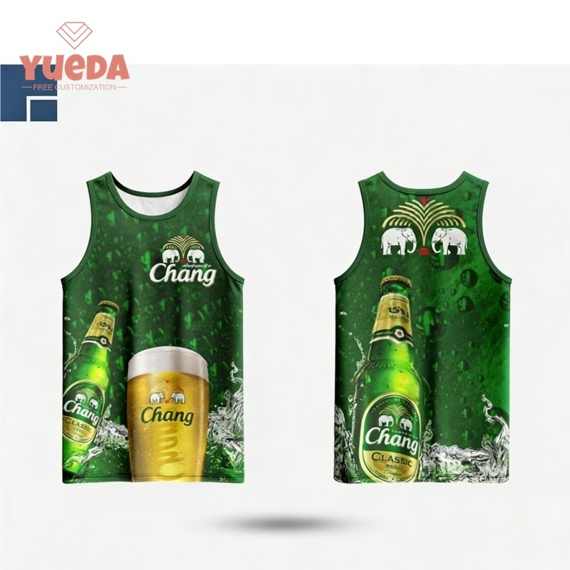 เสื้อกล้ามสีเขียวลายเบียร์ช้างสุดชิค