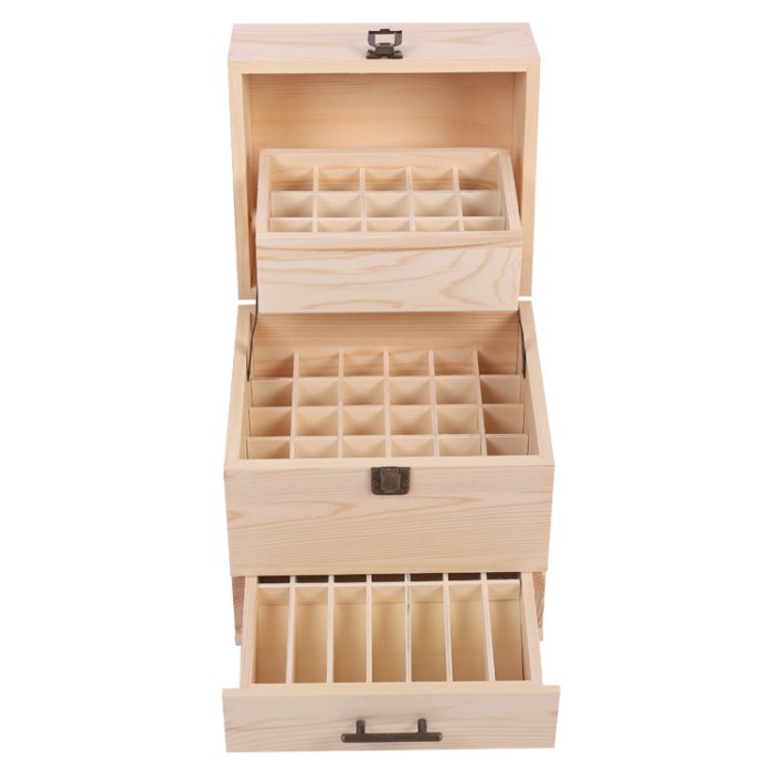 59 Grid Level 3 Space Savings Wooden Storage Boxes Case Essential Oil Storage Case box Multi-Tray O