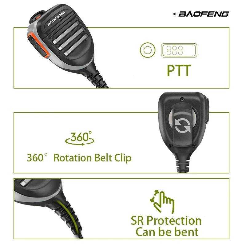 ▥  ไมโครโฟน Uv-68 Max V2 Walkie Talkie กันน้ํา PTT ลําโพง Mic สําหรับ Uv-9R Pro UV S22 U