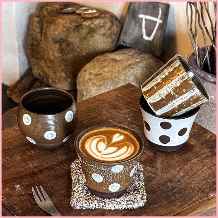 Retro เซรามิคถ้วยกาแฟสูงญี่ปุ่น Hand Cupสโตนแวร์ Latte Latte Cup Mug No