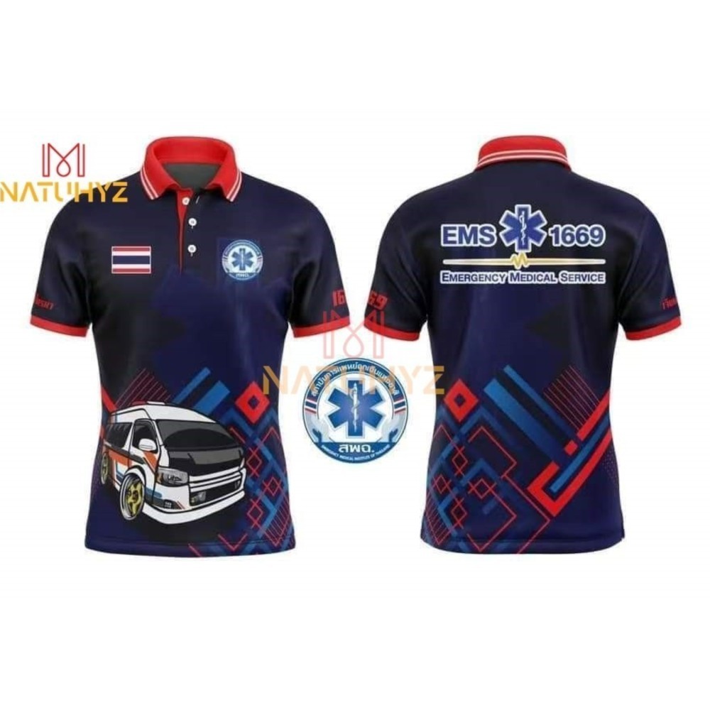 เสื้อกู้ภัย เสื้อEMS เสื้อโปโล คอโปโล เสื้อกีฬา เนื้อผ้าไมโครพลัสหน้าเรียบ N40