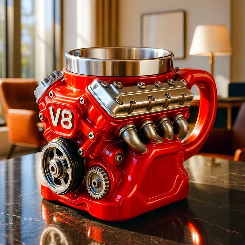 Creative Trend V8 Engine Resin with Liner Mug Simple Unique Mechanical Engine Engine Wine Glass
