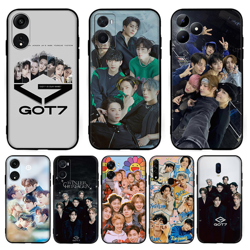 เคสโทรศัพท์TPUซิลิโคนสีดําgot7[T-9] สําหรับOPPO A57E A58 A58X A59F1s A60 A74 A76 A77F3 A78 A79
