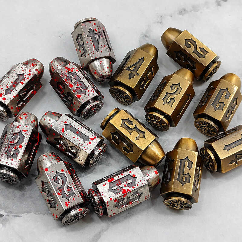 D6 Bullets ลูกเต๋าโลหะ 6 ด้าน DND Dungeons of Dragons RPG เกมตั้งโต๊ะหลายด้านลูกเต๋าดิจิตอล