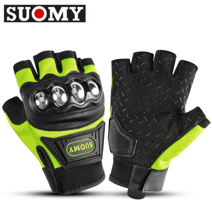 Motorcycle Half Finger Gloves Steel Safety Knuckle Protector Outdoor Cycling Racing Bicycle Powersp