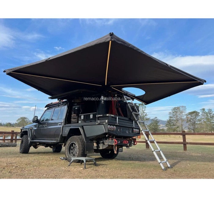 420D Oxford Outdoor Camping Sunshade with LED Light Freestanding 270 360 Degree Awning Automatic Wa