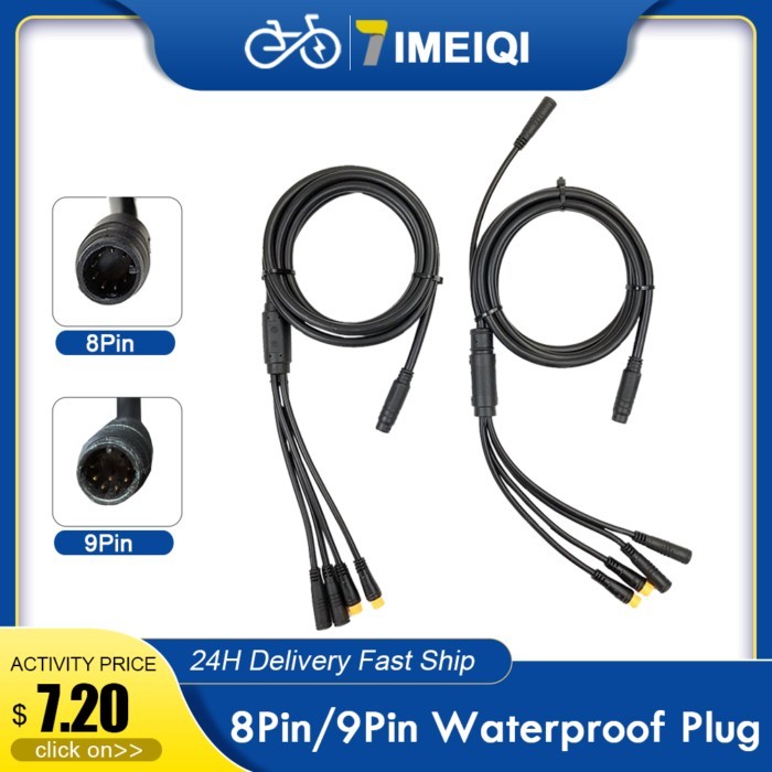 EBike Julet 1T4 1T5 Waterproof Cable Connector 8Pin 9Pin Electric Bike Motor Cables Ebrake Throttle