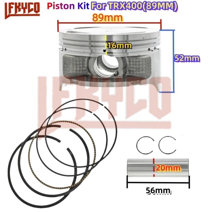 Engine Part 89mm Piston 400CC for Honda TRX400 Sportrax 400 TRX400EX TRX400X 1999-2014 Pin 20mm Kit