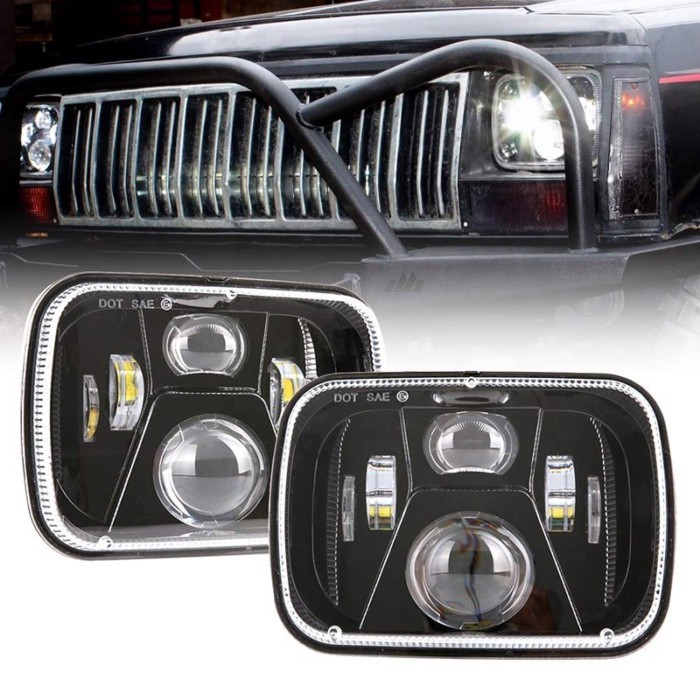OVOVS Led Headlamp With DRL Turn Signal 7x6 Inch Trucks Headlight  5x7 Inch Square LED Headlight fo