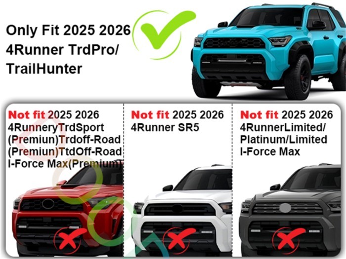 White Led ABS Grill Grille Lights fit for 2025 2026 toyota 4runner 2025 2026 TrdPro Trailhunter gri