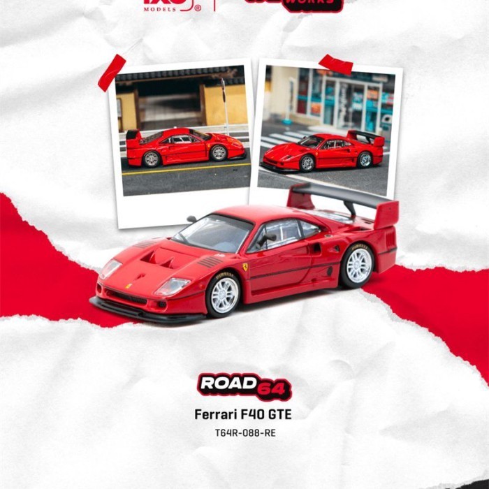 TW 1: 64 Ferrari Ferrari F40 โมเดลรถโลหะผสม Tarmac Works