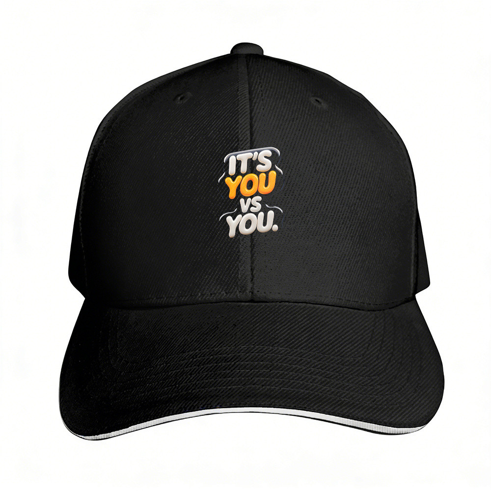 SPORTS THEME 1 แพ็ค พิมพ์ภูมิภาค วัสดุโพลีเอสเตอร์ "ITS YOU vs YOU"+ หมวกเบสบอลแซนวิชลําลองสโลแกนอิน