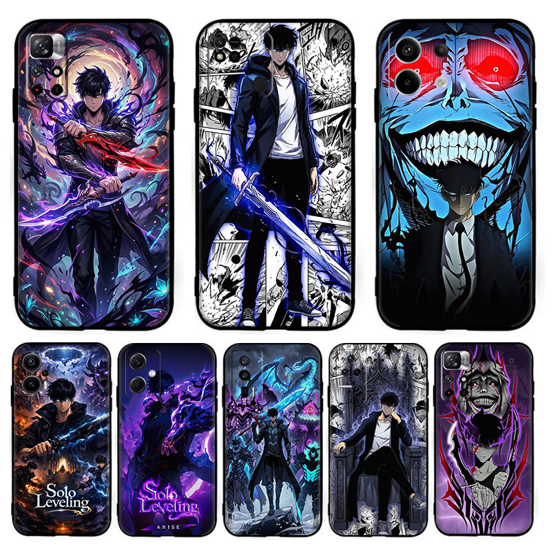 สําหรับRedmiหมายเหตุ10 Pro Max 10S 10T 11S 11 11t Plus 11E Pro Solo Leveling Anime4Y1 TPUซิลิโคนสีดํ