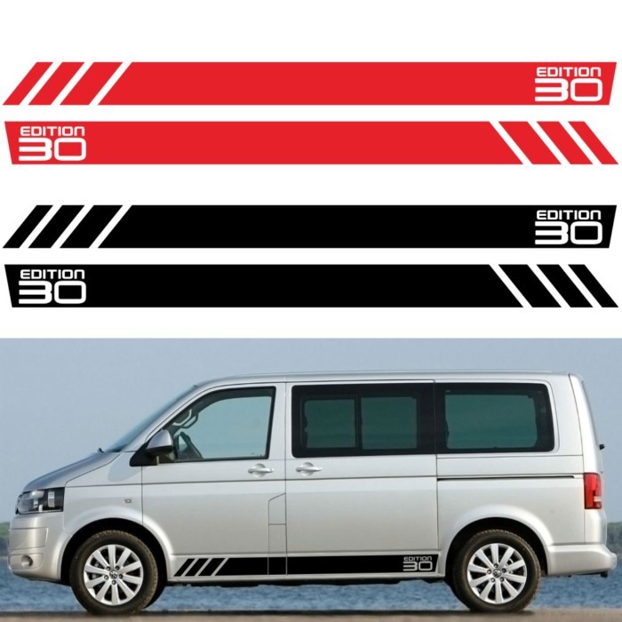 2PCS Fashion fun stripe car sticker For California T6 30 Edition Side feel VW Multivan from T4 T5 T
