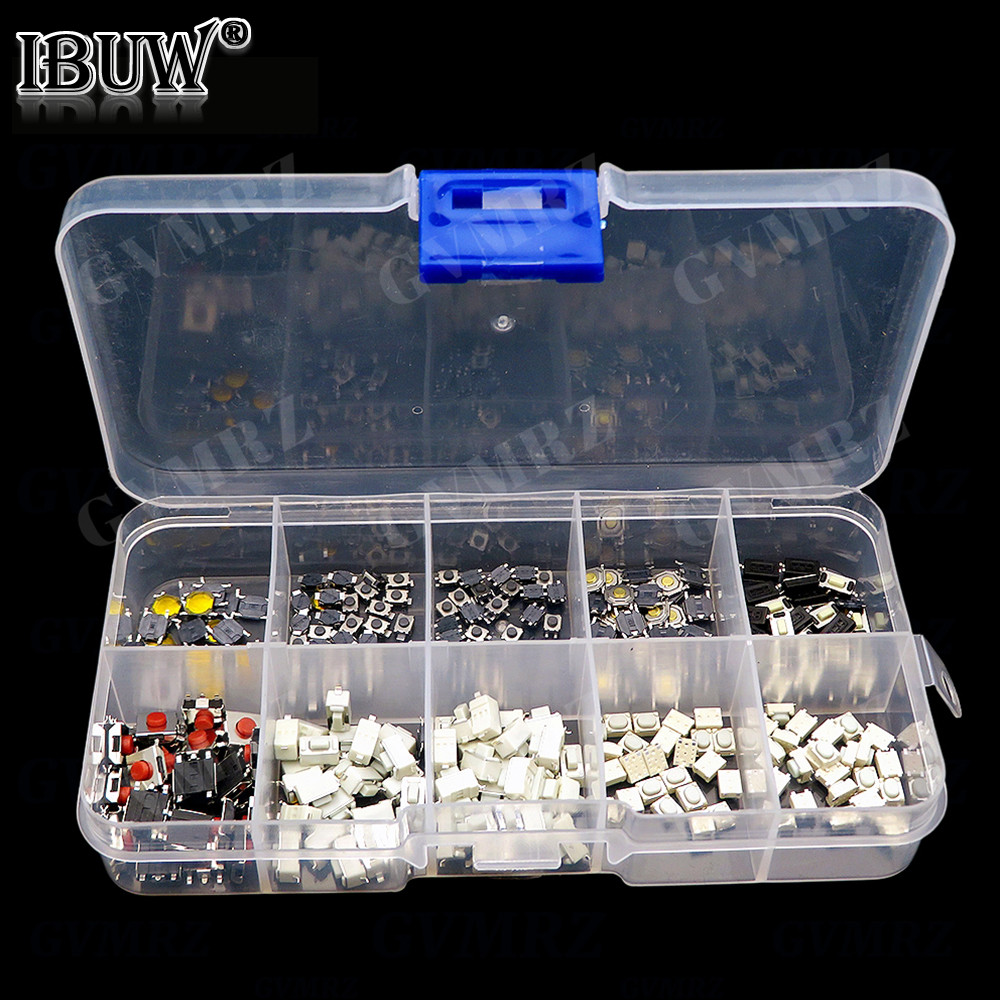 250 ชิ้น Micro Tactile Tact Push ปุ่มสวิทช์สารพันชุด 2P 4 Pin SMD PCB Momentary Self-reset รถรีโมทคอนโทรลสวิทช์ซ่อม