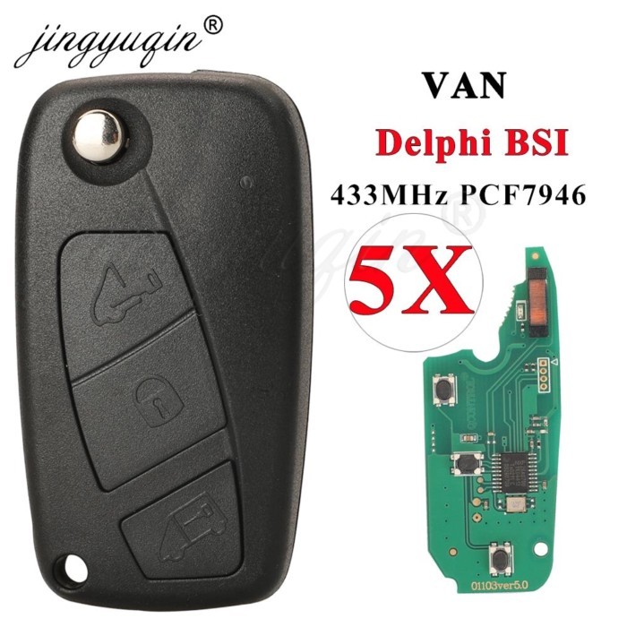 jingyuqin 5pcs 433MHz PCF7946 Remote VAN Car Key for Fiat Fiorino 500 Doblo Grande Punto Punto Evo