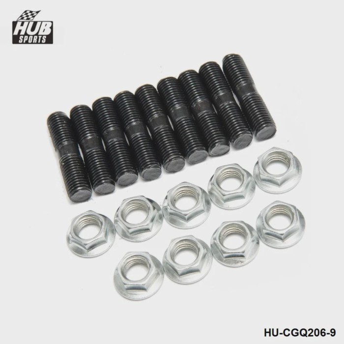 Hubsports  -9 x M10x1.25 Turbo Studs +Lock Nut For Subaru TD05H, TD06 Turbos (L:40 mm) HU-CGQ207