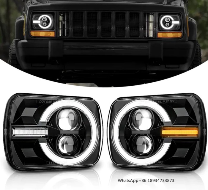 5x7 7x6 LED Headlights High Low Beam Rectangular H6054 Headlamp for Jeep Wrangler YJ Cherokee XJ H6