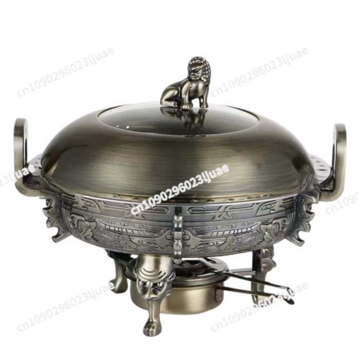 High-grade Antique Copper, Exquisite Carved Dry Pot, Stainless Steel Chinese Hotpot, Hotel Specific