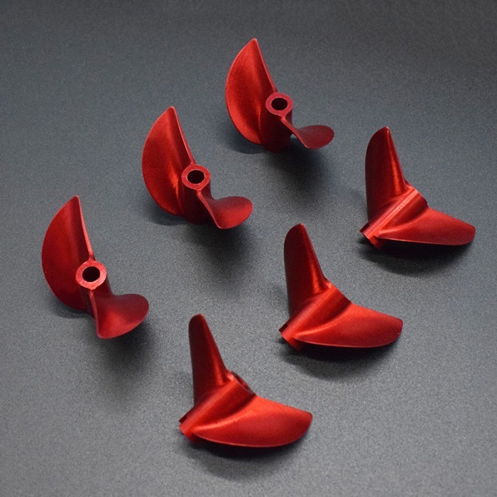 4.76mm 3/16'' CNC 2 Blade Propeller P1.9 Red Aluminium Prop Left/Right D38/40/41/42/43/44/45/46/48m