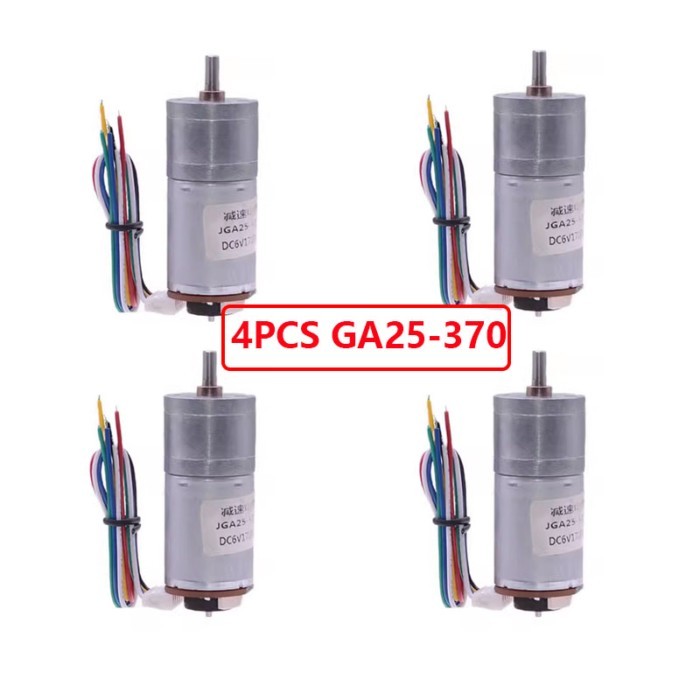 4PCS GA25-370 Micro DC Motor with Hall Speed Code Wheel Measuring Code Disc Strong Moment 6V 12V 24