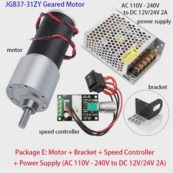 JGB37-31ZY DC 12V24V Geared Motor 10RPM-1270RPM  Large Torque High Power 3157 Reduction Brush  Reve