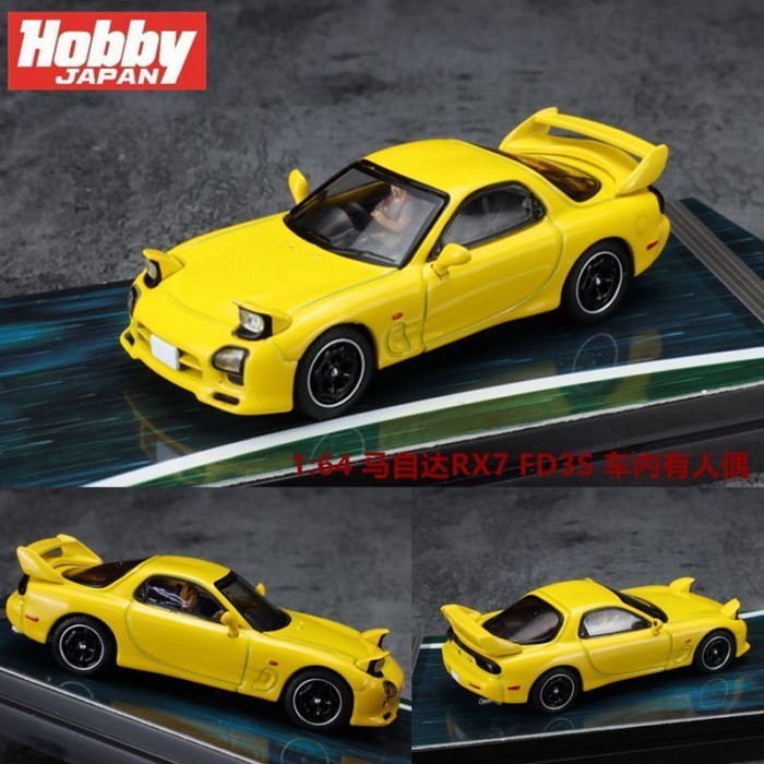 Hobby Japan 1: 64 Mazda RX7 FD3S Project D ภายในตุ๊กตาโมเดลรถโลหะผสม