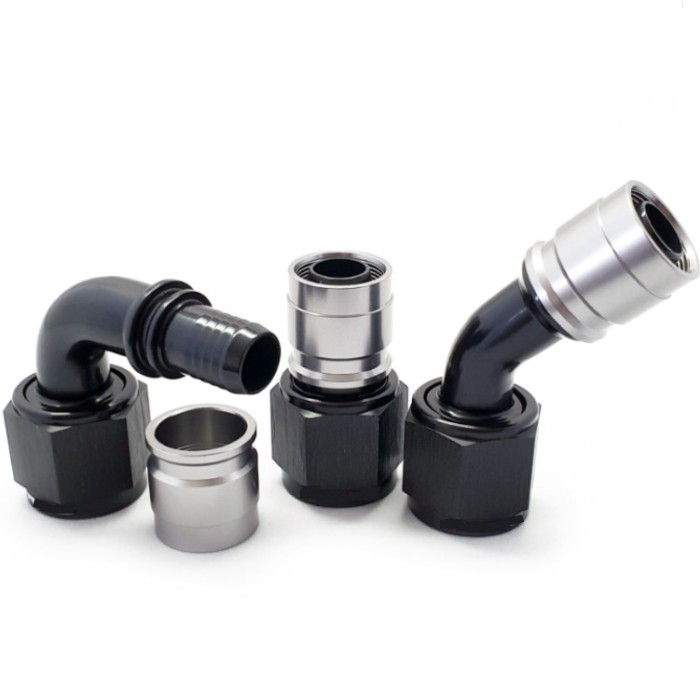 Haofa black 6AN 8AN 10AN 2AN straight 30 deg 45 90 120 deg aluminum an fittings ptfe crimp fittings