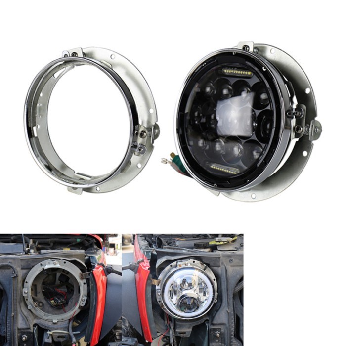 OVOVS Other Car Light Accessories Aluminum Chrome  7" led headlight Projector 7 Inch Mounting Ring