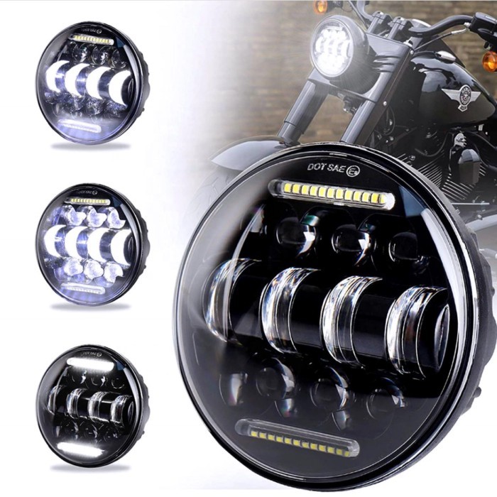 OVOVS 12V Motorcycle 5 3/4 Round Headlamp 40W 5.75 Inch Led Headlight For Harley FXR2 FXR3 FXR4 199