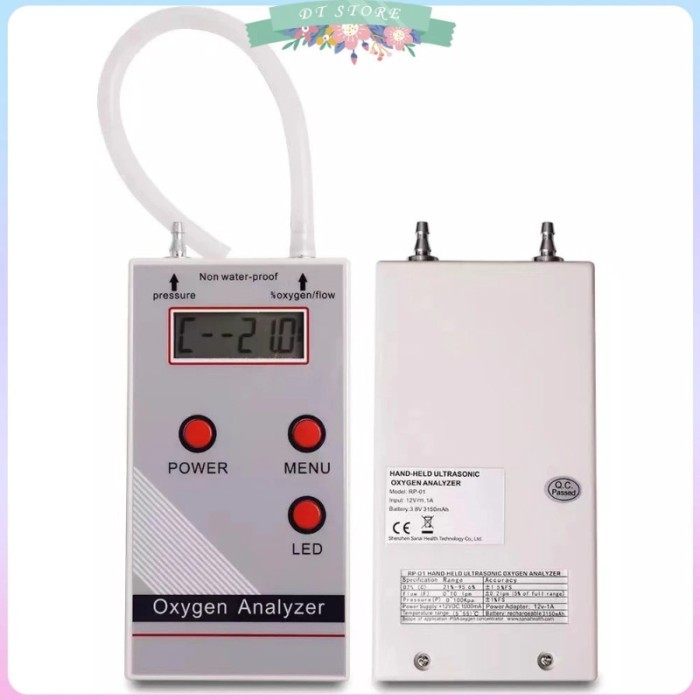 Oxygen Analyzer Professional Portable O2 Oxygen Concentration Meter Detector Flow Pressure detectio
