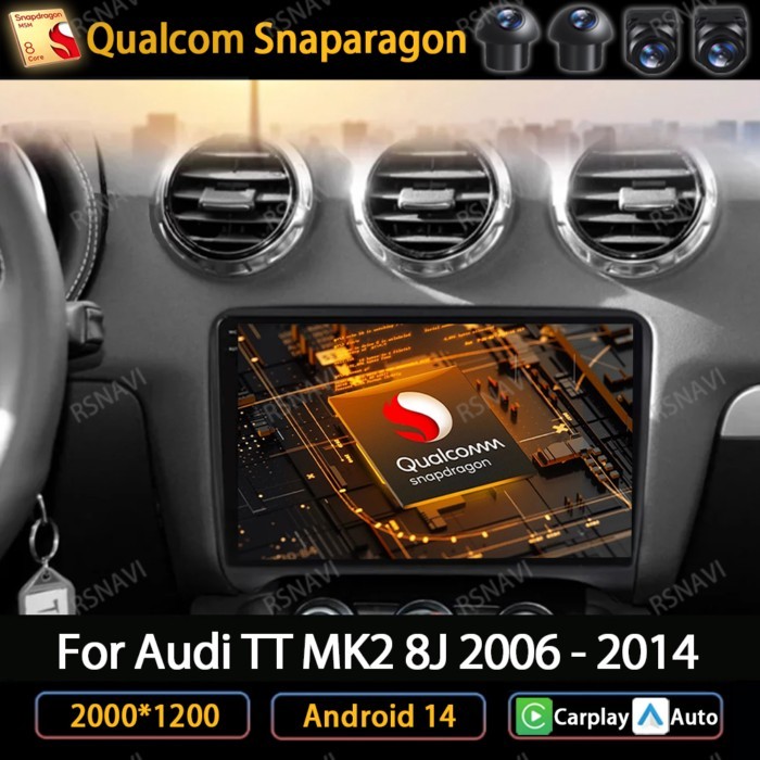 Android 14 Car Radio For Audi TT MK2 8J 2006 - 2014 Head Unit Multimedia Video Player Navi GPS 4G W